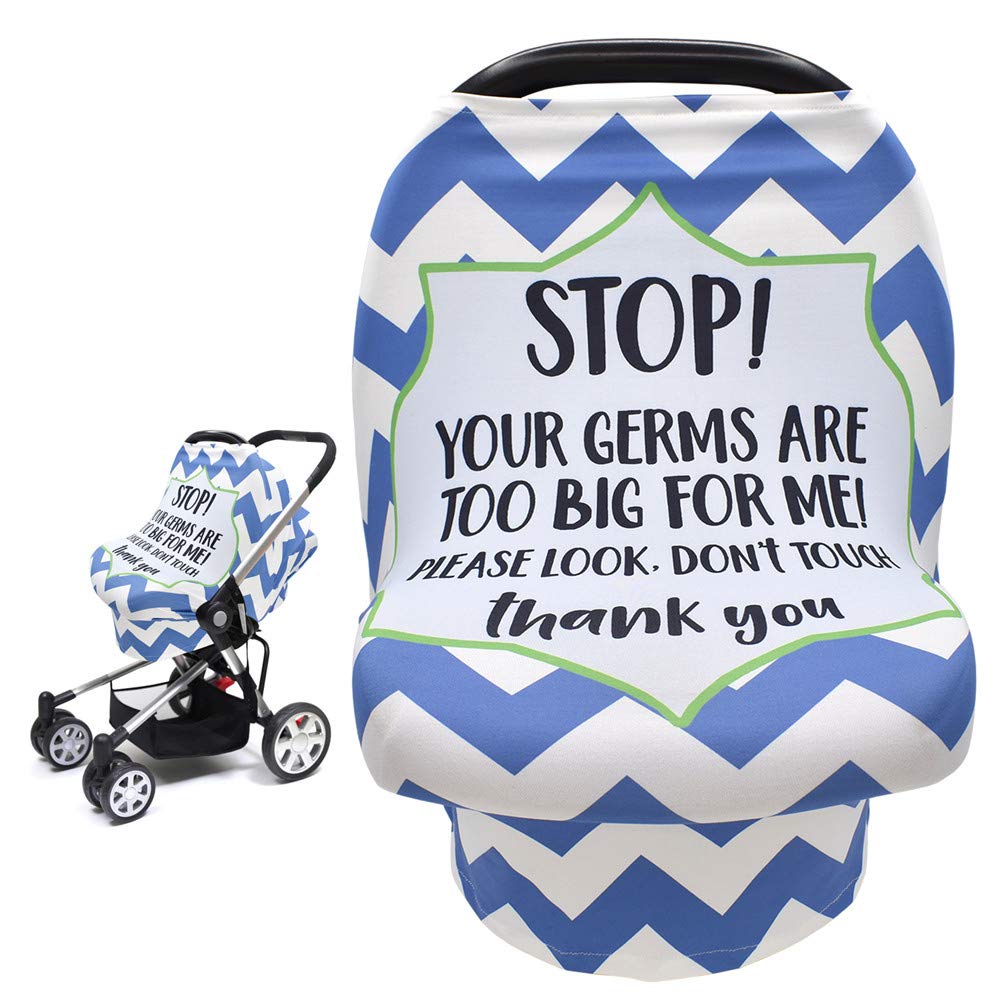 Metplus Stretchy Infant Car Seat Canopy, Metplus Baby Carseat Cover, Soft Nursing Breastfeeding Cover, Multi Use Newborn Carrier/Stroller/Shopping Cart, Boy Girl Shower Gift - No Touch Sign