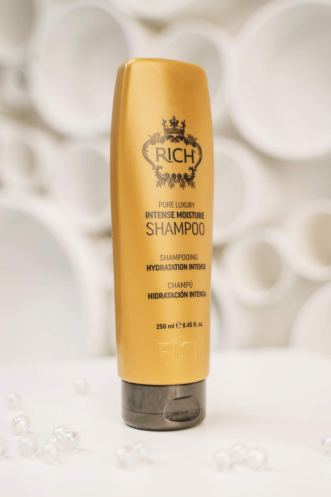 RICH Pure Luxury Intense Moisture Shampoo with Marula Oil & Cherry Blossom Extract for All Hair Types - Smoothing & Hydrating - Prevents Breakage, Heat Damage & Frizz - 8.45 Fl Oz.