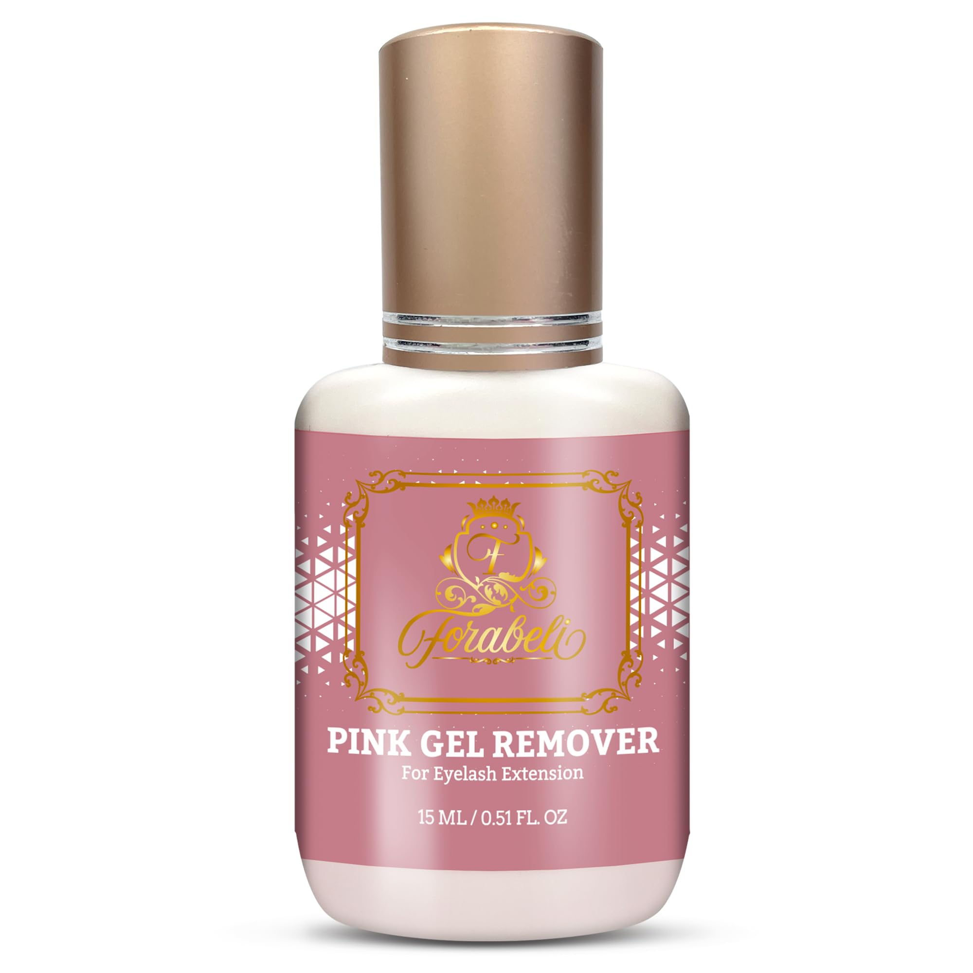 Forabeli Pink Gel Lash Remover for Eyelash Extensions, 15ml, Safe and Gentle Formula, Easy to Apply, Versatile and Efficient