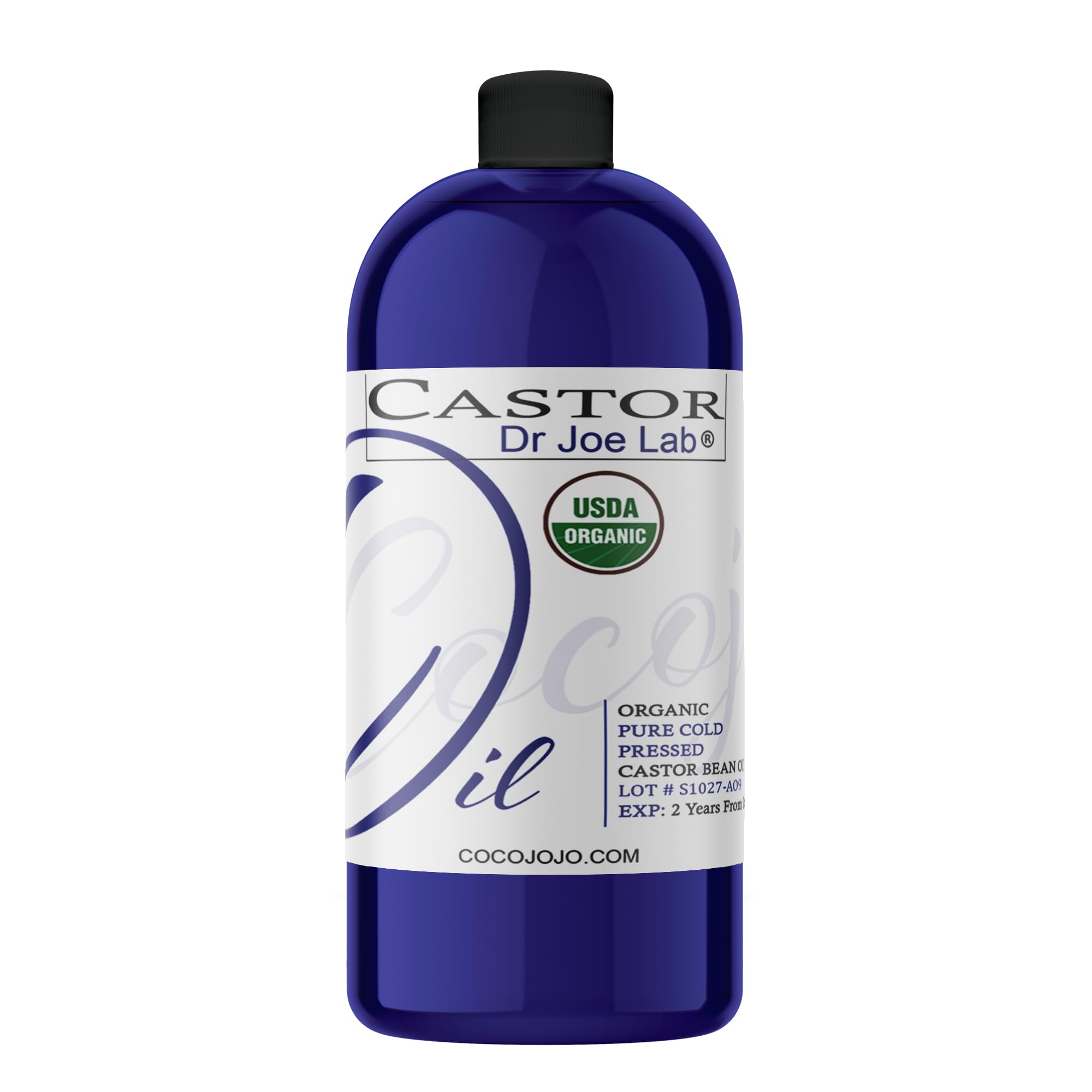 Dr Joe Lab Castor Oil Organic, Cold Pressed Organic Castor Oil, Unrefined, Pure USDA Certified Hexane Free Non GMO - Natural Moisturizing Hydrating Hair Skin Face Body Nails - 32 Oz