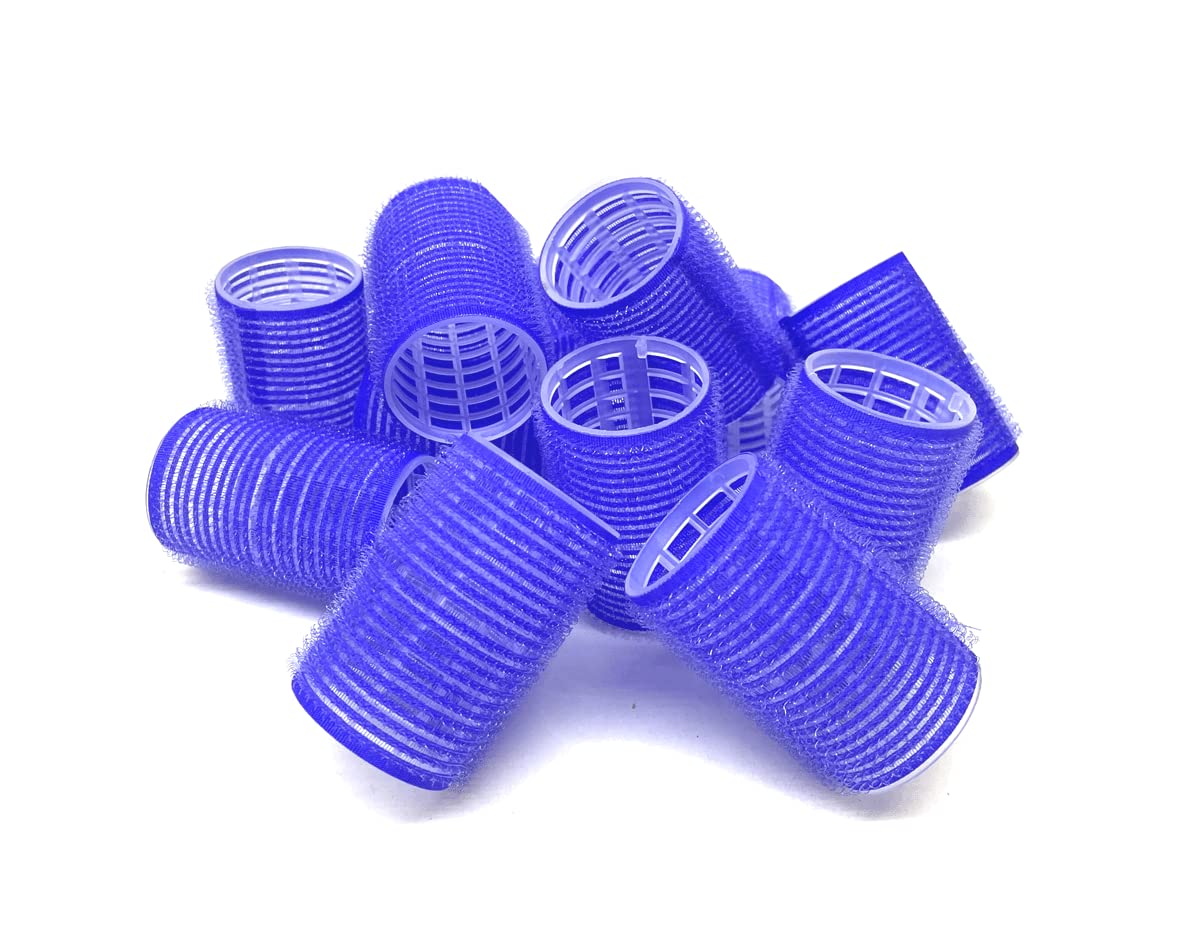 Set of 12 - 40mm (1-1/2') Self Grip Hair Rollers Pro Salon Hairdressing Curlers Large For Long Hair