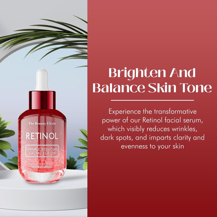 Beauty Elixir Retinol Serum For Face - Anti-Aging, & Resurfacing Treatment for Wrinkles & Post-Acne Marks - Clean, Cruelty-Free Korean Skin Care - Dermatologist Tested - 1.69 oz