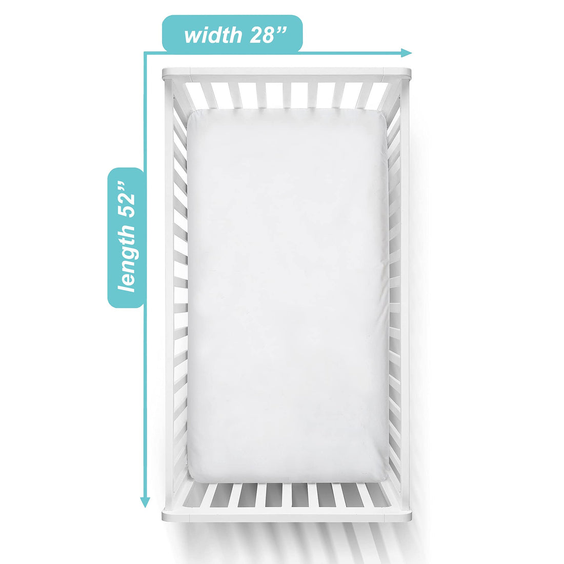 TL Care Fitted Crib Sheet 28 x 52, Soft Breathable Neutral 100% Cotton Jersey Sheet, White, for Boys and Girls, Fits Crib and Toddler Bed mattresses