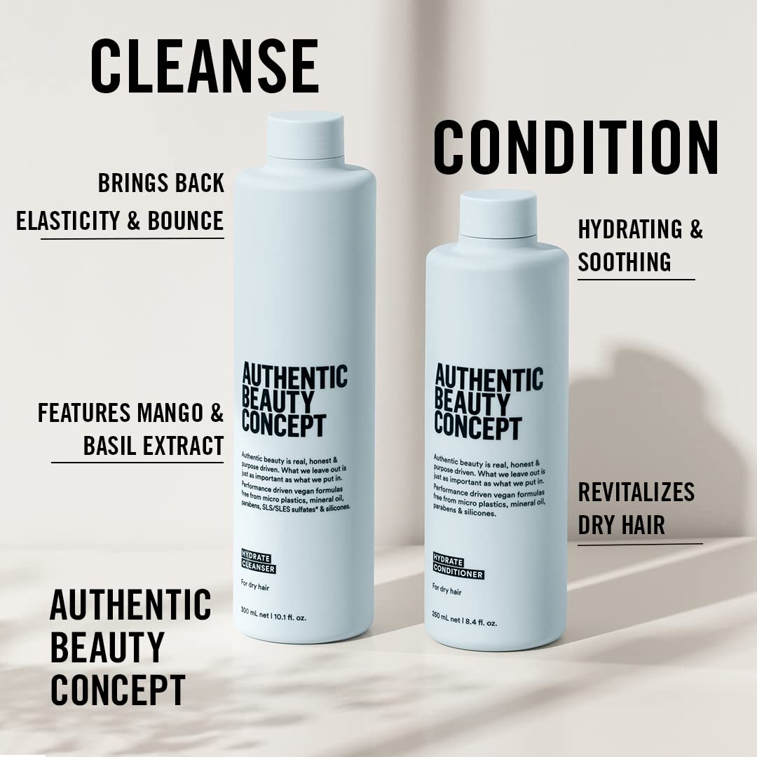 Authentic Beauty Concept Hydrate Conditioner | Normal To Dry or Curly Hair | Adds Moisture & Shine | Vegan & Cruelty-free | Silicone-free | 1.6 fl. oz.