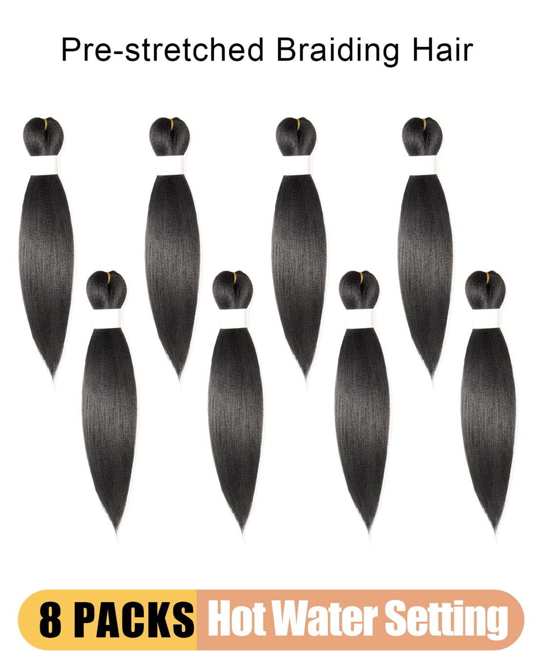KAVSORAPI Braiding Hair 12 Inch Pre Stretched Hair Black Color Short Straight Crochet Braids Yaki Texture Synthetic Fiber 8 Packs (1B/Natural Black)