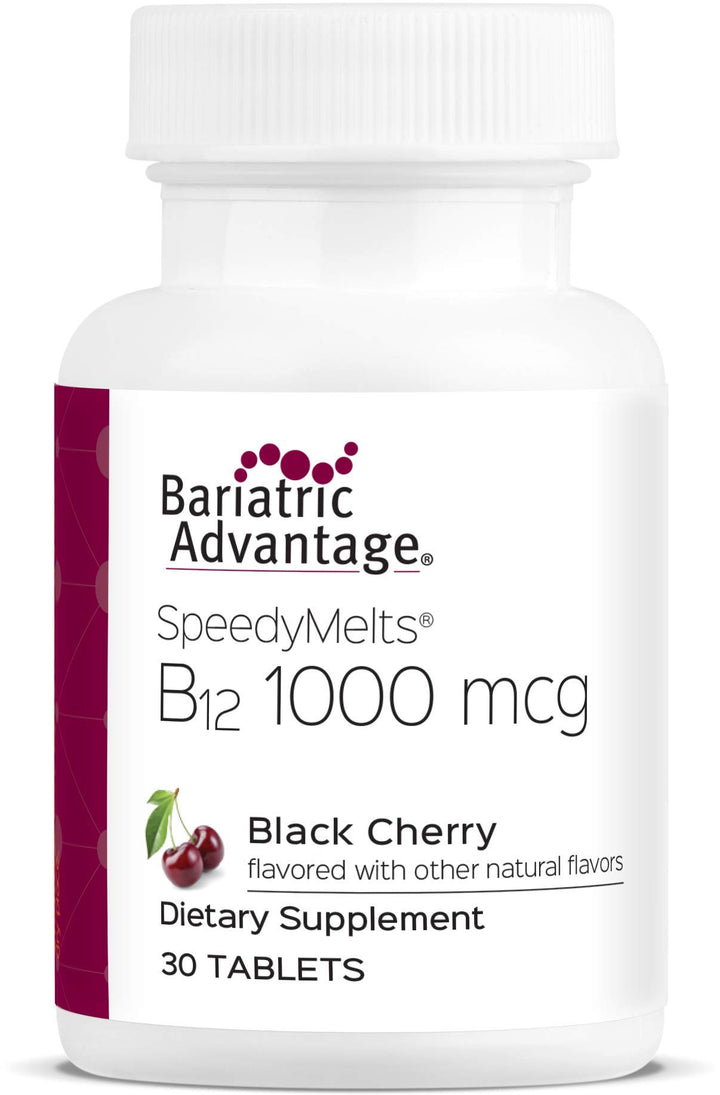 Bariatric Advantage B-12 Speedy Melts, Vitamin B12 1000 mcg Supplement, Fast Melting with 200 mcg of Folic Acid for Nutritional Support - Black Cherry, 30 Count
