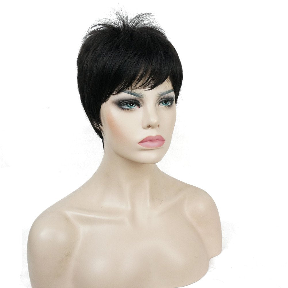 Lydell Very Short Layered Shaggy Full Synthetic Wig (Natural Black)