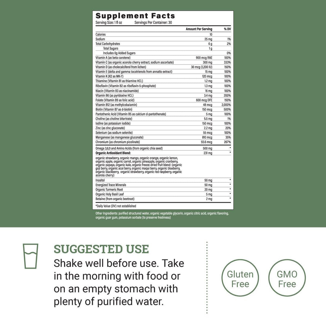 Earth Harmony Liquid Multivitamins for Women & Men (Tropical Berry Flavor) - 30+ Liquid Vitamins, Minerals & Organic Antioxidant Blend - Morning Multivitamin for Immune Support and Energy - 32 Fl Oz