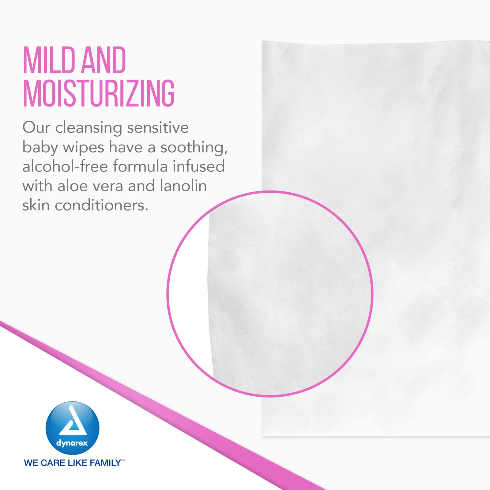 Dynarex Baby Wipes - Non-Alcohol Wipes for Babies with Lanolin & Aloe to Moisturize Skin - Resealable Soft Pack - Unscented - 5x7, 80 Wet Wipes per Pack, 24 per Case