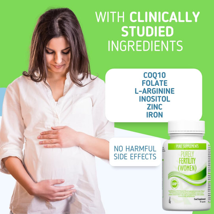 Fertility Supplements for Women | Complete Fertility Support Supplement | 400µg Folic Acid, Iron, Selenium, Zinc, Vitamins A, D3, E, C, etc