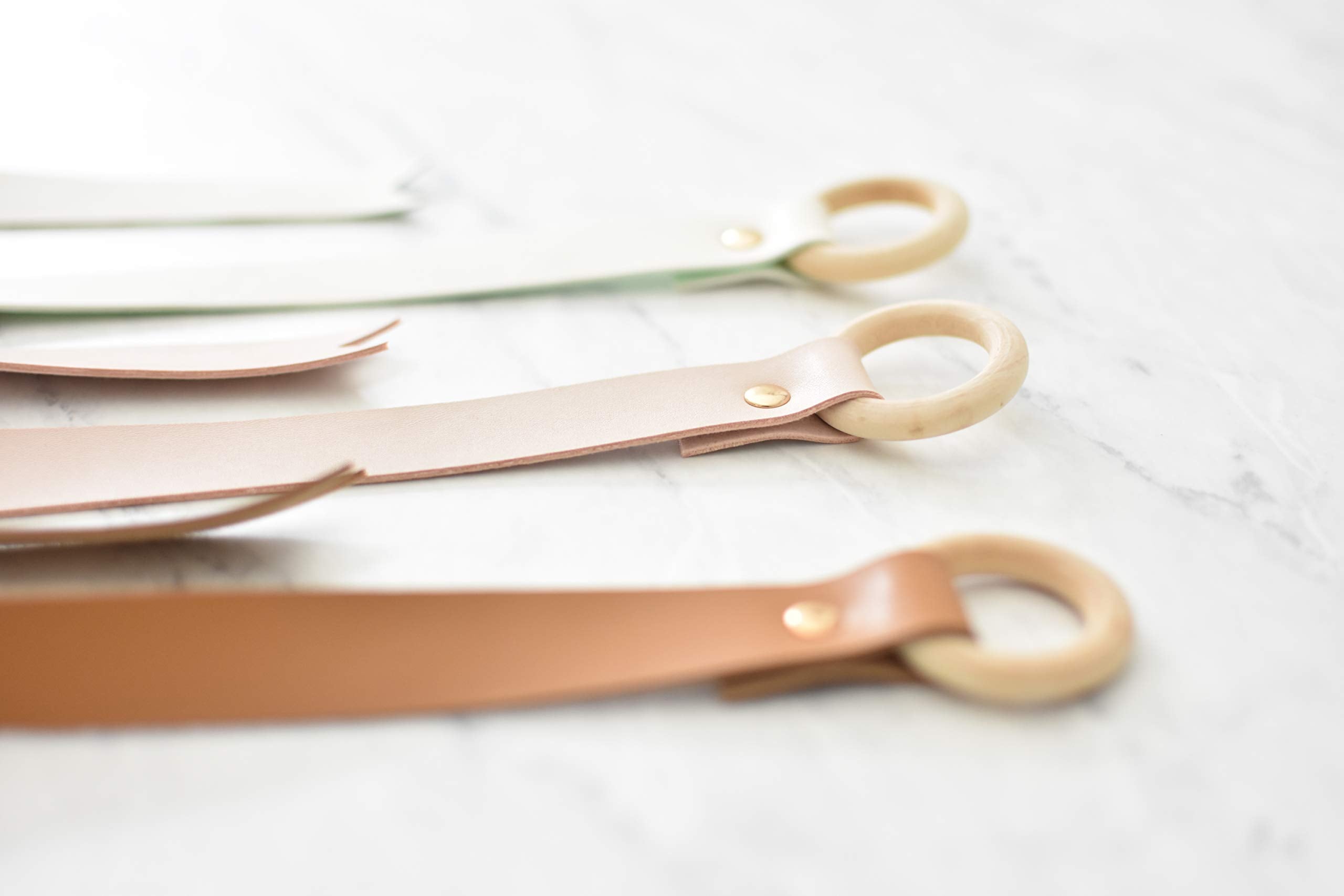 California Tot Faux Leather Bow Clip Organizers With Wooden Rings Set of 3