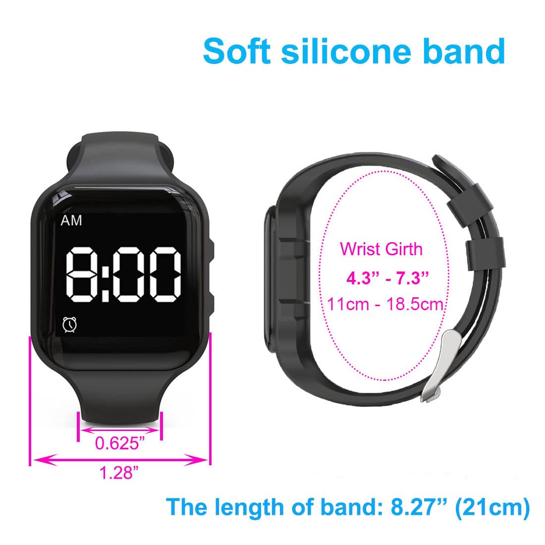 e-vibra Vibrating Alarm Watch, Potty Training Watch Water Resistant Medical Reminder Wristband with Timer (Black)