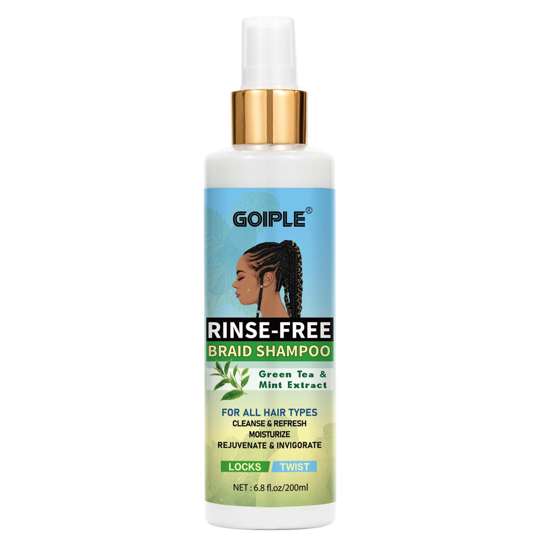 No-Water Braid Shampoo for Locs, Twists, Weaves - Rinse-Free, Dreadlock Shampoo for Build-Up, Odor, Itch & Flakes, No Residue, Chemical-Free, 6.8 fl oz