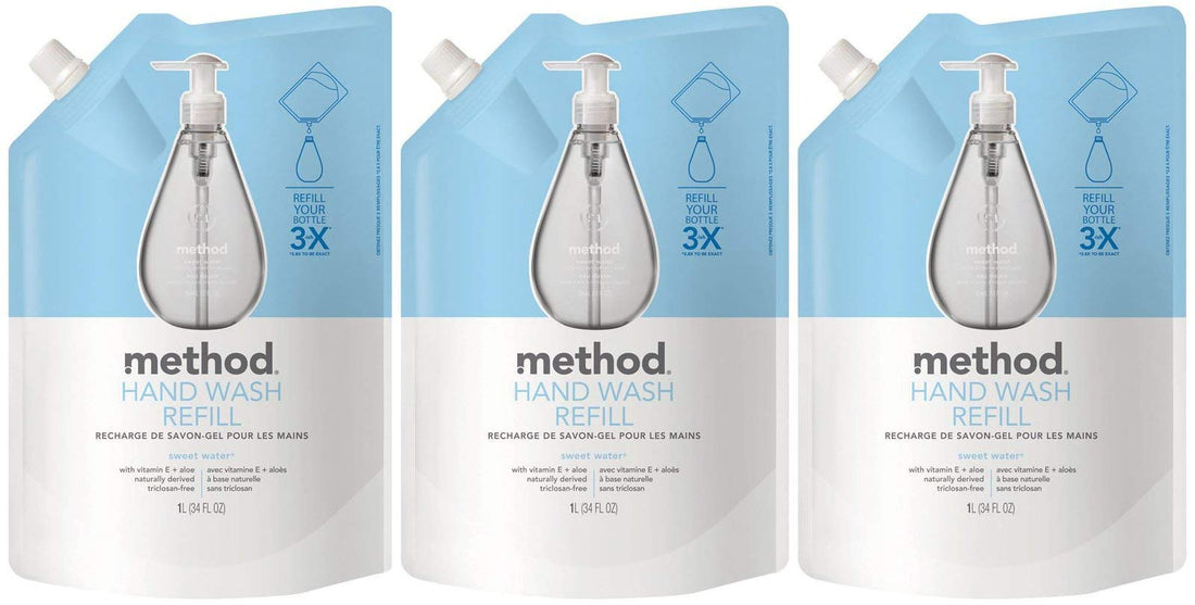 Method Gel Hand Soap Refill, Sweet Water, 34 Fl Oz (Pack of 3)