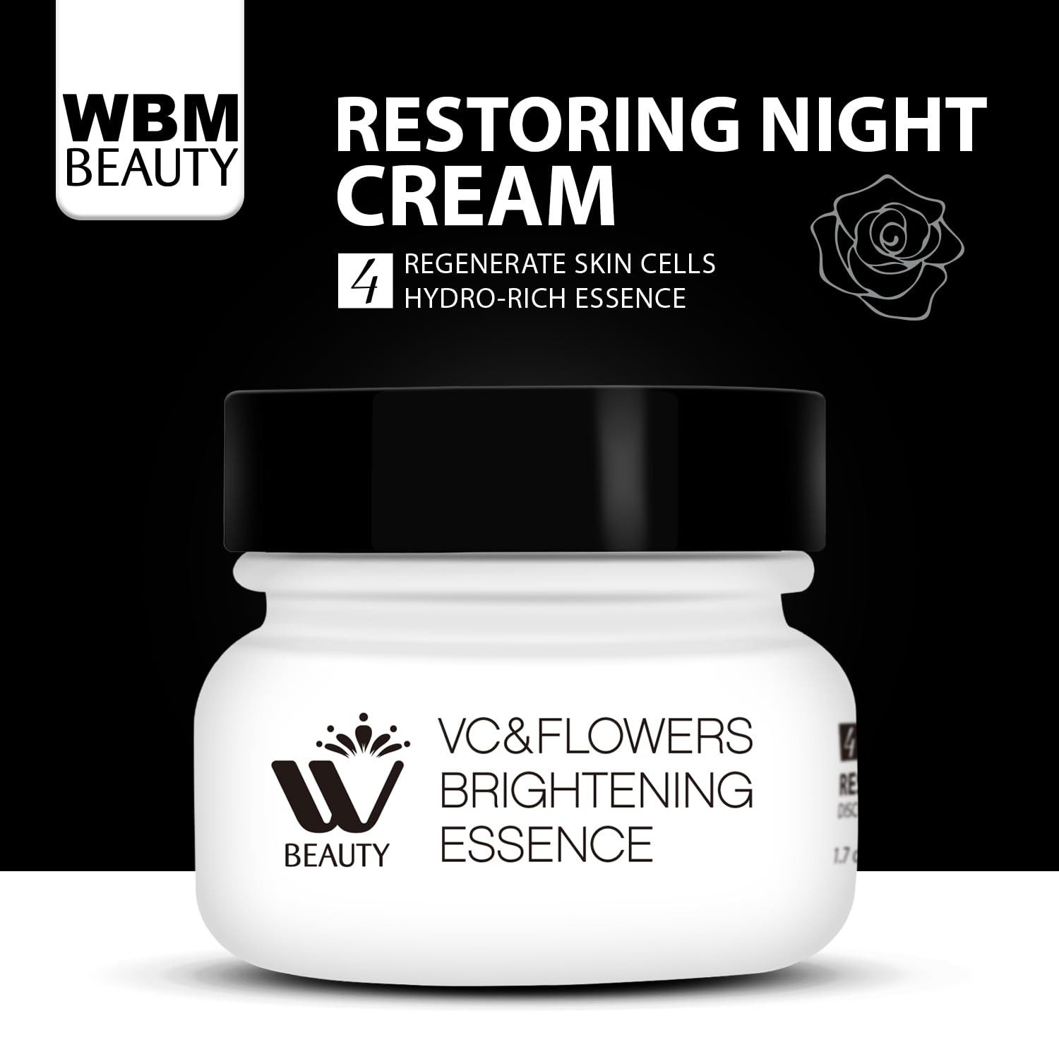 WBM Care 8720-4 Restoring Night Face | Anti-Aging Cream Moisturizer|, 1.7 oz, Regenerate Skin Cells Hydro-Rich Essence |