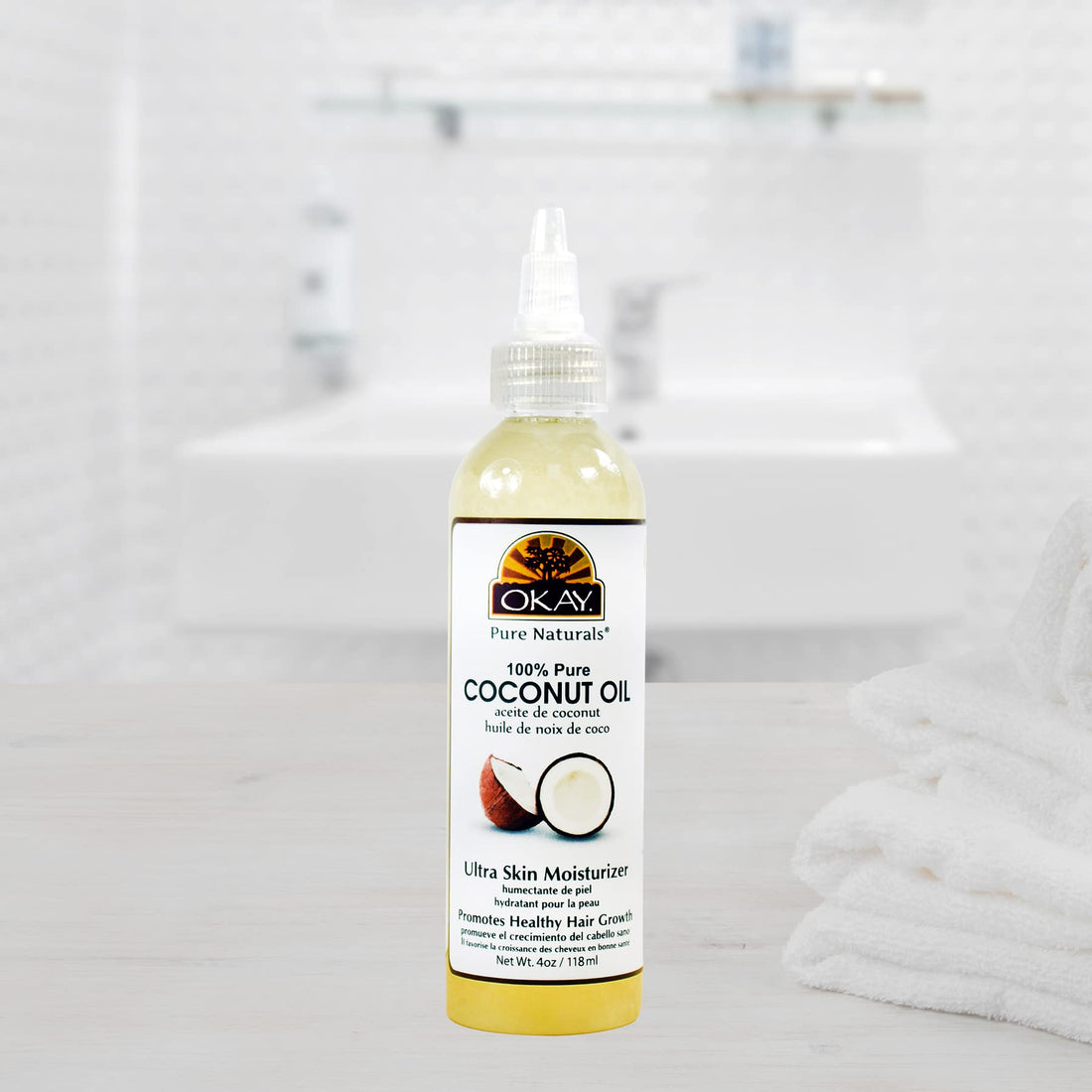 Okay 100% Oil for Hair and Skin, Coconut, 4 Ounce by Okay