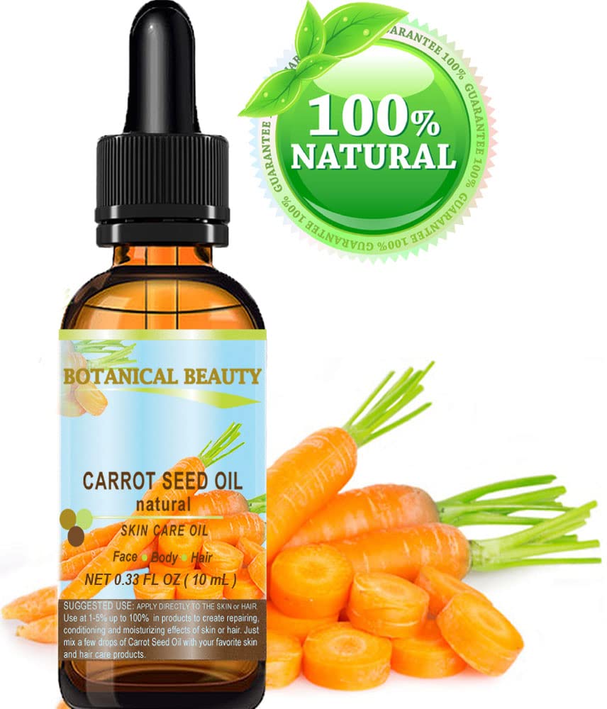 CARROT SEED OIL 100 % Natural Cold Pressed Carrier Oil. 0.33 Fl.oz.- 10 ml. Skin, Body, Hair and Lip Care. One of the best oils to rejuvenate and regenerate skin tissues.” by Botanical Beauty