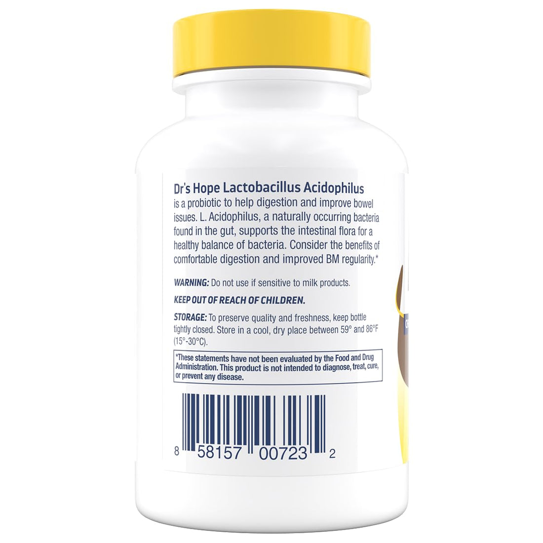 Dr’s Hope Lactobacillus Acidophilus 1B CFU, Probiotics for Digestive Health - Supports Digestive Health, Immune Function, and Overall Gut Health - 120 Veggie Capsules, Made in The USA