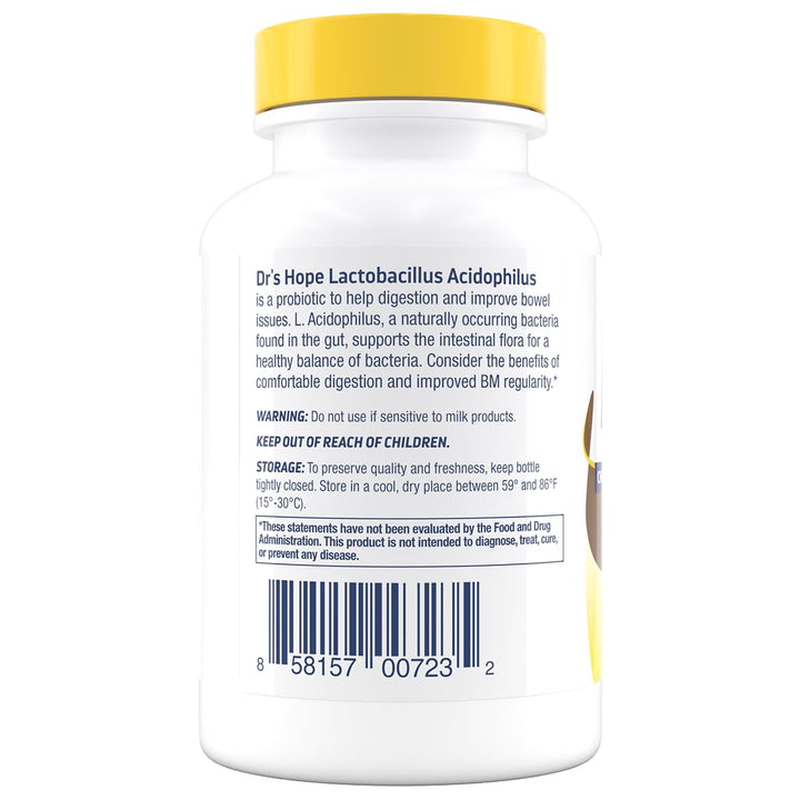 Dr’s Hope Lactobacillus Acidophilus 1B CFU, Probiotics for Digestive Health - Supports Digestive Health, Immune Function, and Overall Gut Health - 120 Veggie Capsules, Made in The USA