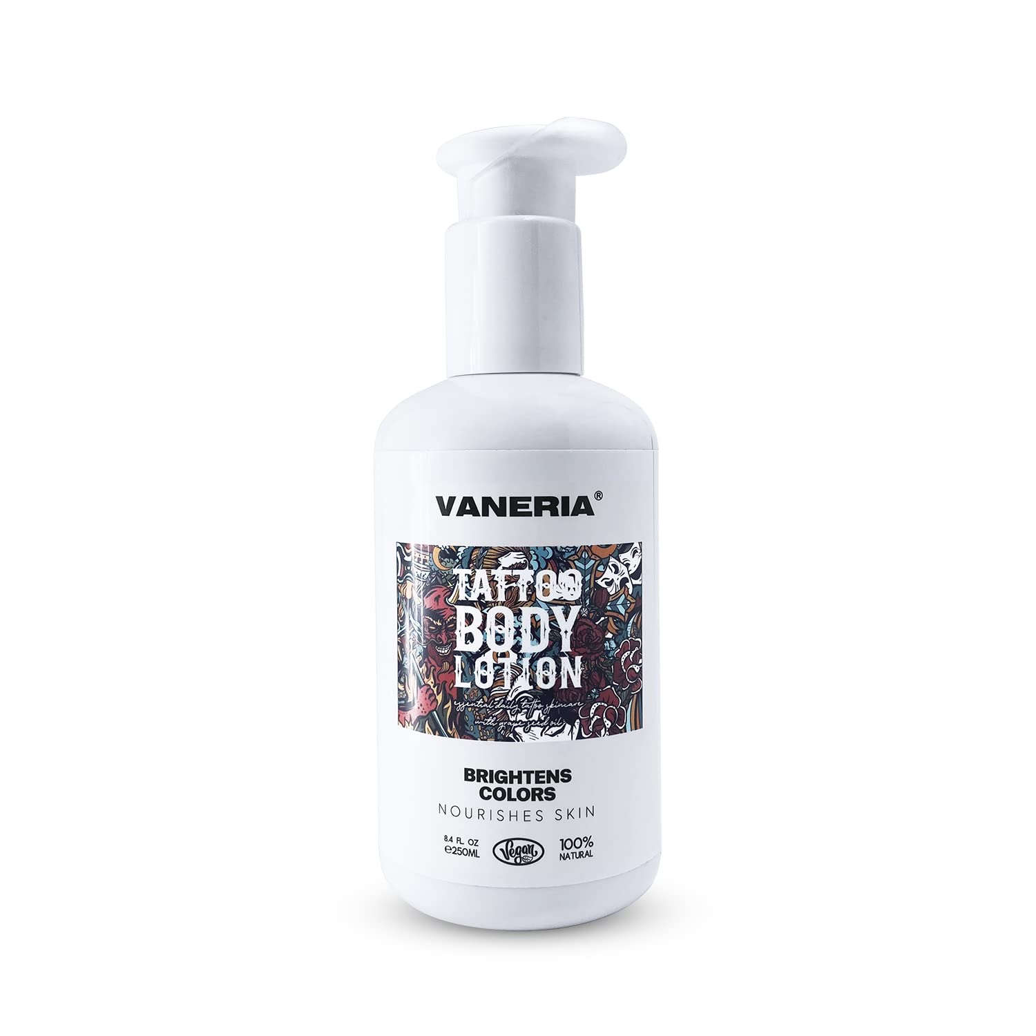VANERIA Tattoo Lotion Aftercare,Tattoo Moisturizer & Healing Keeps Your Ink Looking Fresh,Tattoo Care Prevents Ink Fading,Non-Greasy,Natural Ingredients,250 Ml/ 8.4 Fl. Oz