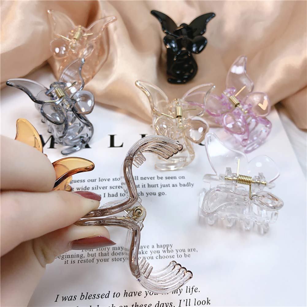 ccHuDE 6 Pcs Clear Mini Butterfly Hair Clips Hair Claw Clamps Jaw Clips Hair Accessories for Girls and Women