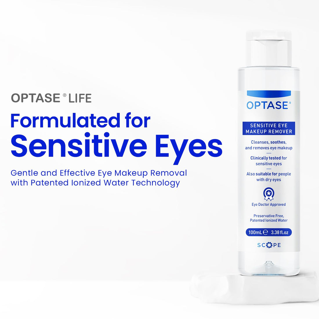 Optase Life Sensitive Eye Makeup Remover – Gentle & Effective for All Skin Types - Breakthrough Innovation vs Traditional Micellar Water - 100ml