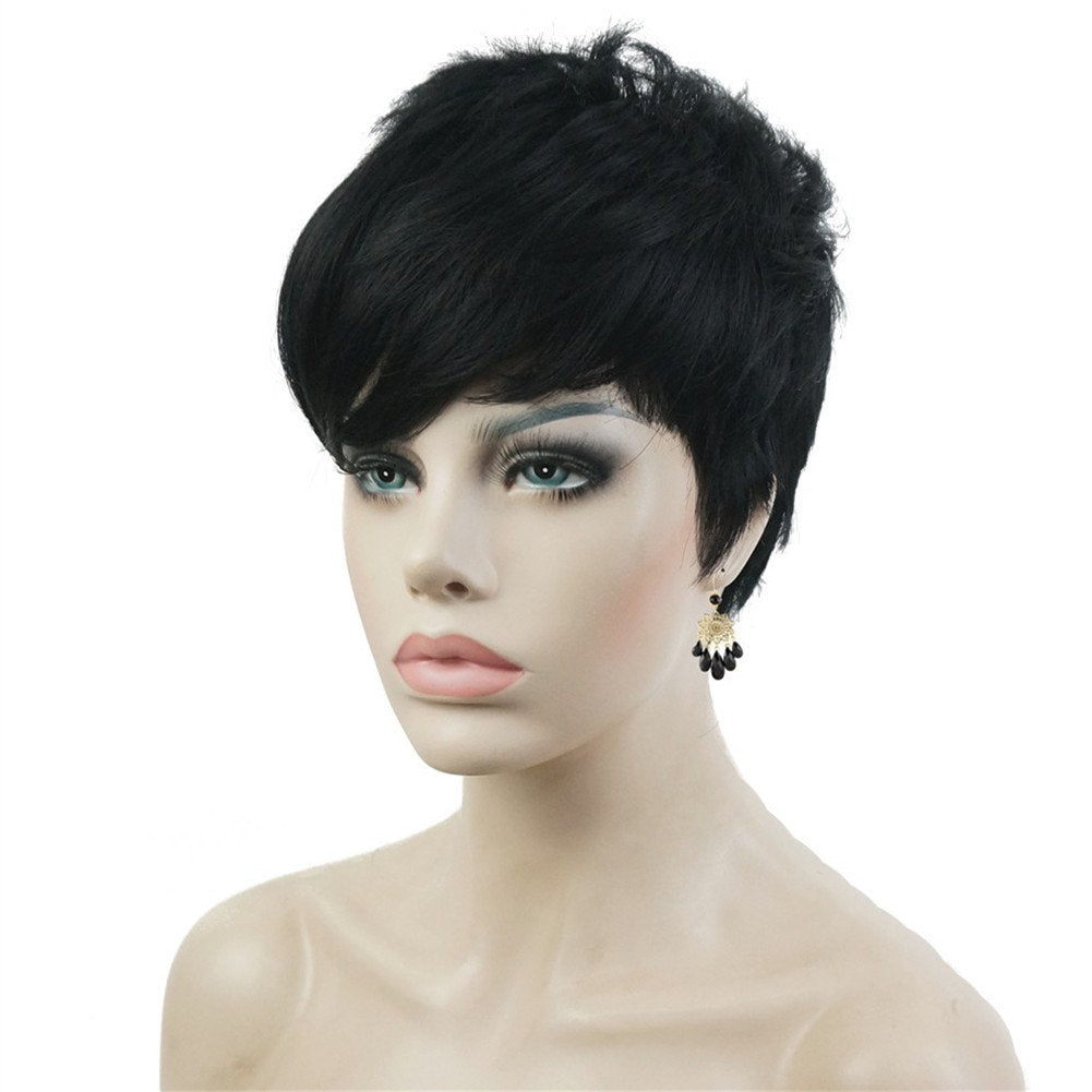#2: Aimole Synthetic Short 6 Inches Drakest Brown Straight Wig Heat Resistant Full Capless Hair Party Wig(2-Darkest Brown)