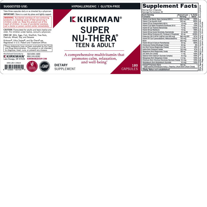 Kirkman Super Nu-Thera Multivitamin Teen & Adult
