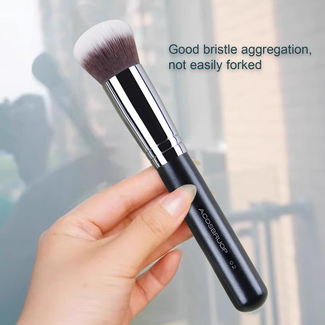 ACOSBRUOP Foundation Brush, Round Top Kabuki Foundation Brush and Professional Grade Makeup Brush for Liquid Blending Mineral Powder Bufting Stippling Makeup Tools, Black