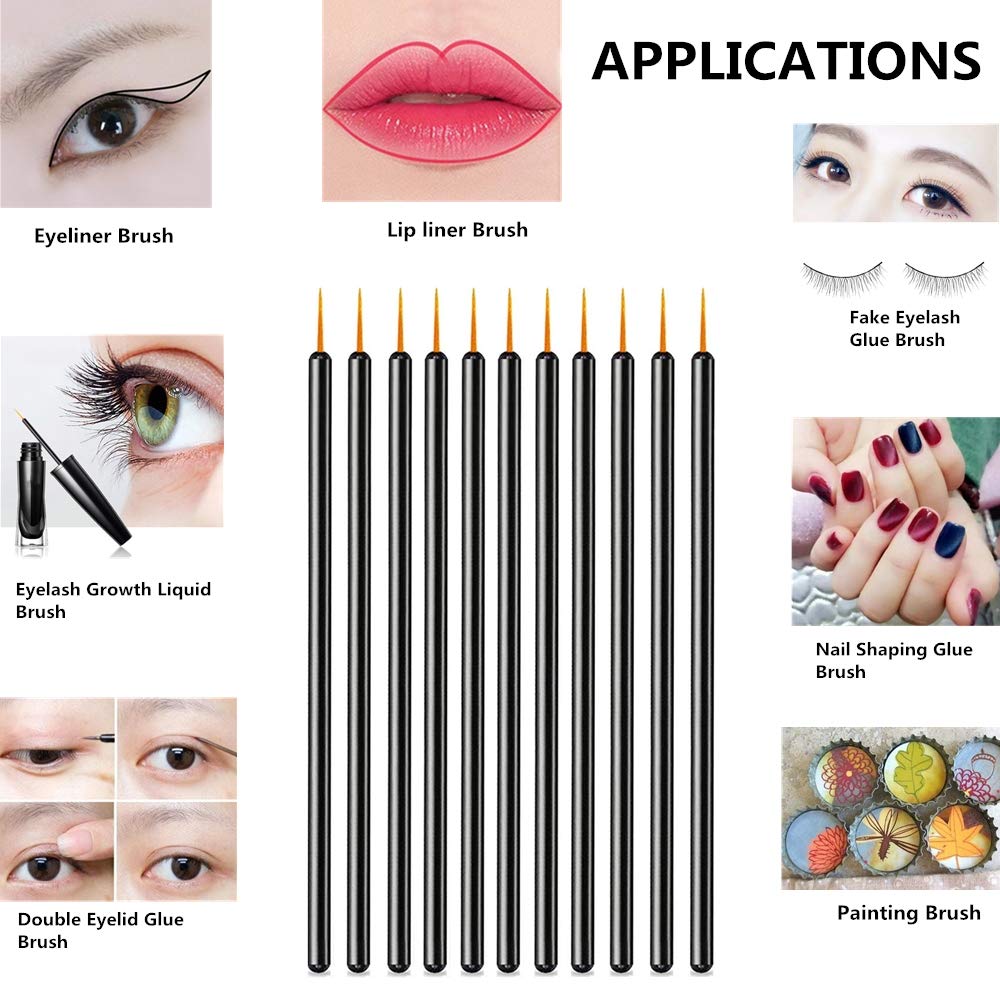 Zarivy 100 Pack Disposable Eyeliner Makeup Brushes With Covers On the Hair, Makeup Eye Liner Tools Wands Applicator(Size: 9cm, Thick: 0.2cm, Color: Black)