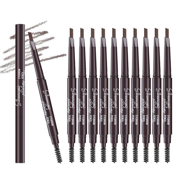 Berinist 12Pcs Dark Brown Eyebrow Set, Retractable Eyebrow Pencil with Brow Brush, Professional Shaping and Filling, Waterproof Long-lasting