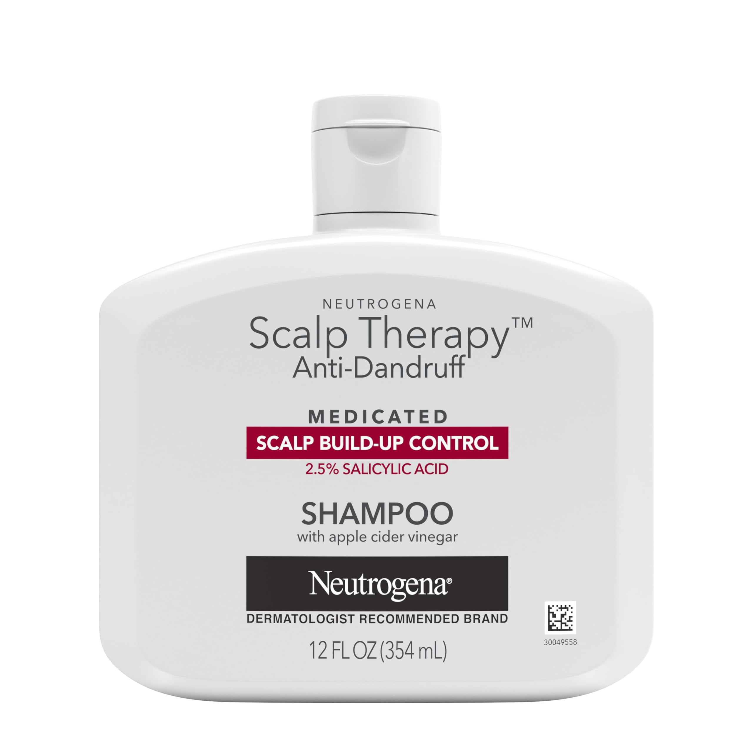 Neutrogena Scalp Therapy Anti-Dandruff Shampoo for Scalp Build-up Control, 2.5% salicylic acid, with Apple Cider Vinegar Fragrance, 12 fl oz