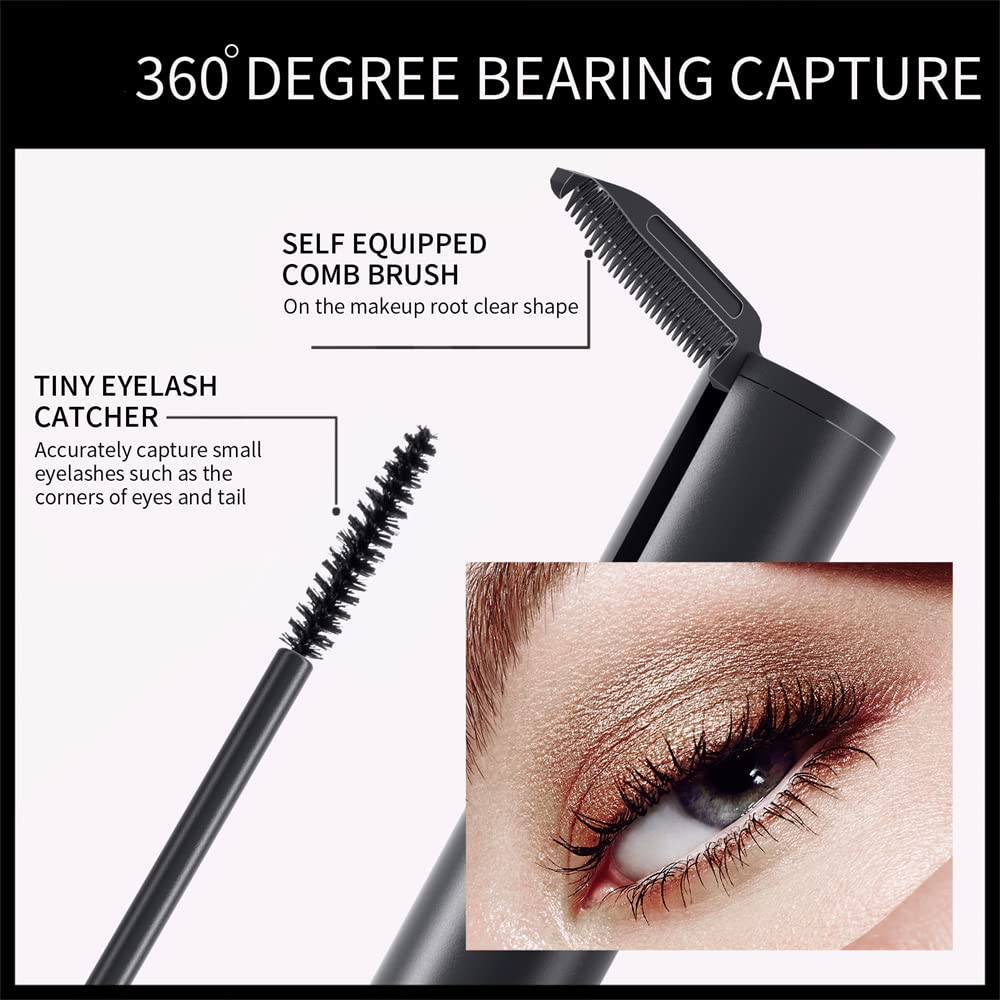 2 in 1 Waterproof Mascara, Tiny Brush for Fine Short Eyelash, Natural Lengthening And Thickening Effect, Extra Long Lash Eyelashes,Voluminous Eyelashes, Smudge-proof (1 Pcs)