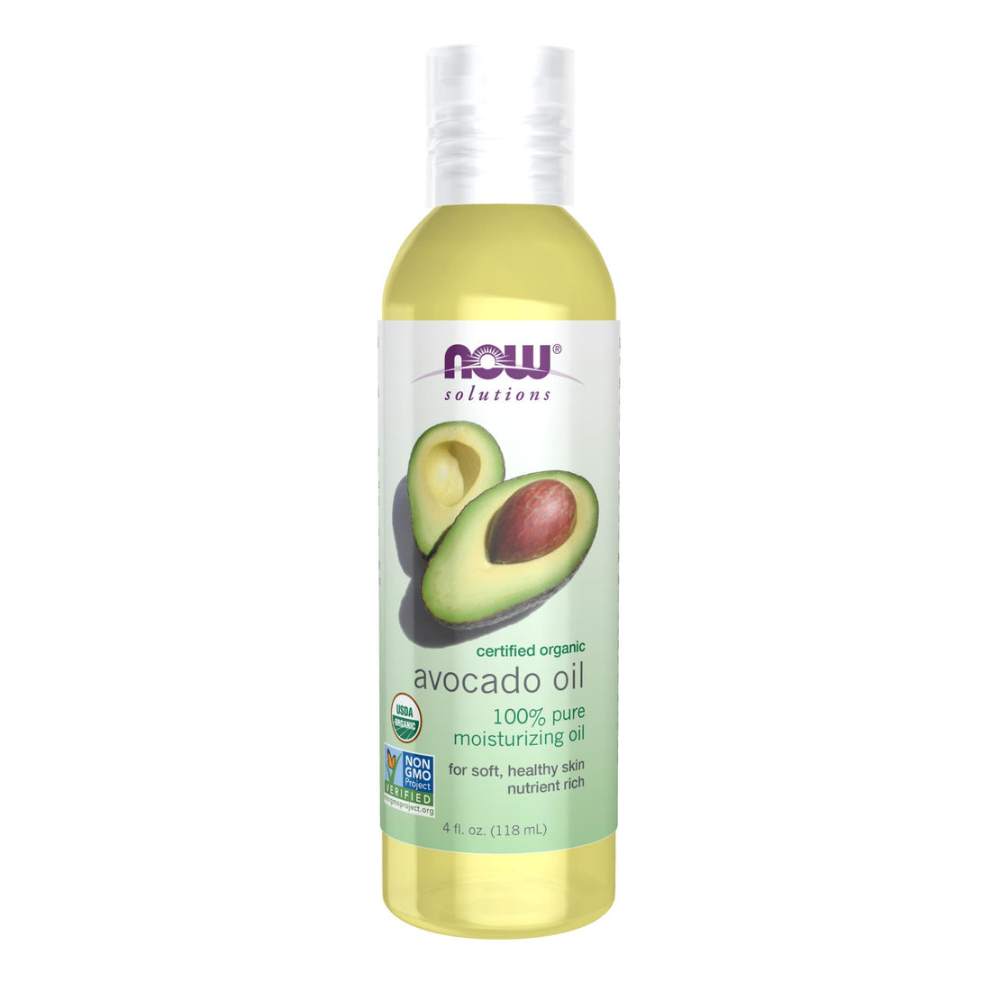 NOW Foods Solutions, Organic Avocado Oil, 100% Pure Moisturizing Oil, Nutrient Rich and Hydrating, 4-Ounce