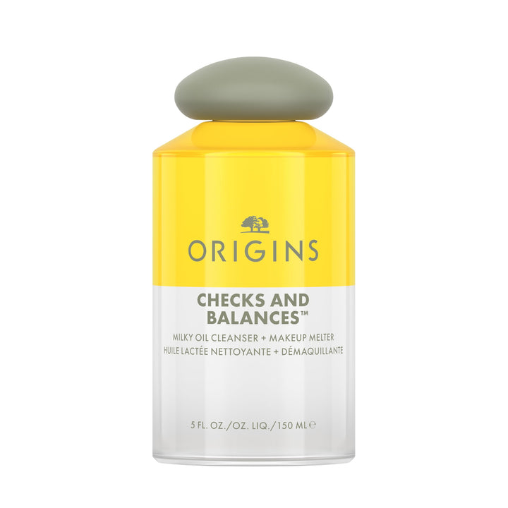 Origins Checks and Balances Milky Oil Cleanser + Makeup Melter | Softens Skin & Removes Makeup | With Squalane & Plant-Derived Glycerin, 5 Fl Oz