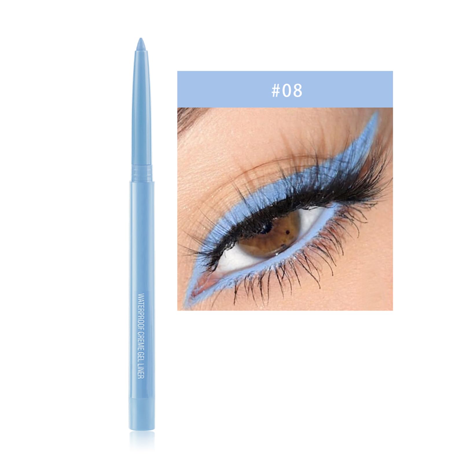 DekRion Eyeliner Pencil, Waterproof Eyeliner Long-lasting, Light-blue Eyeliners, High-Pigmented Colorful Eyeliners Easy To Use Eye Liner Pen for Women, Light-blue