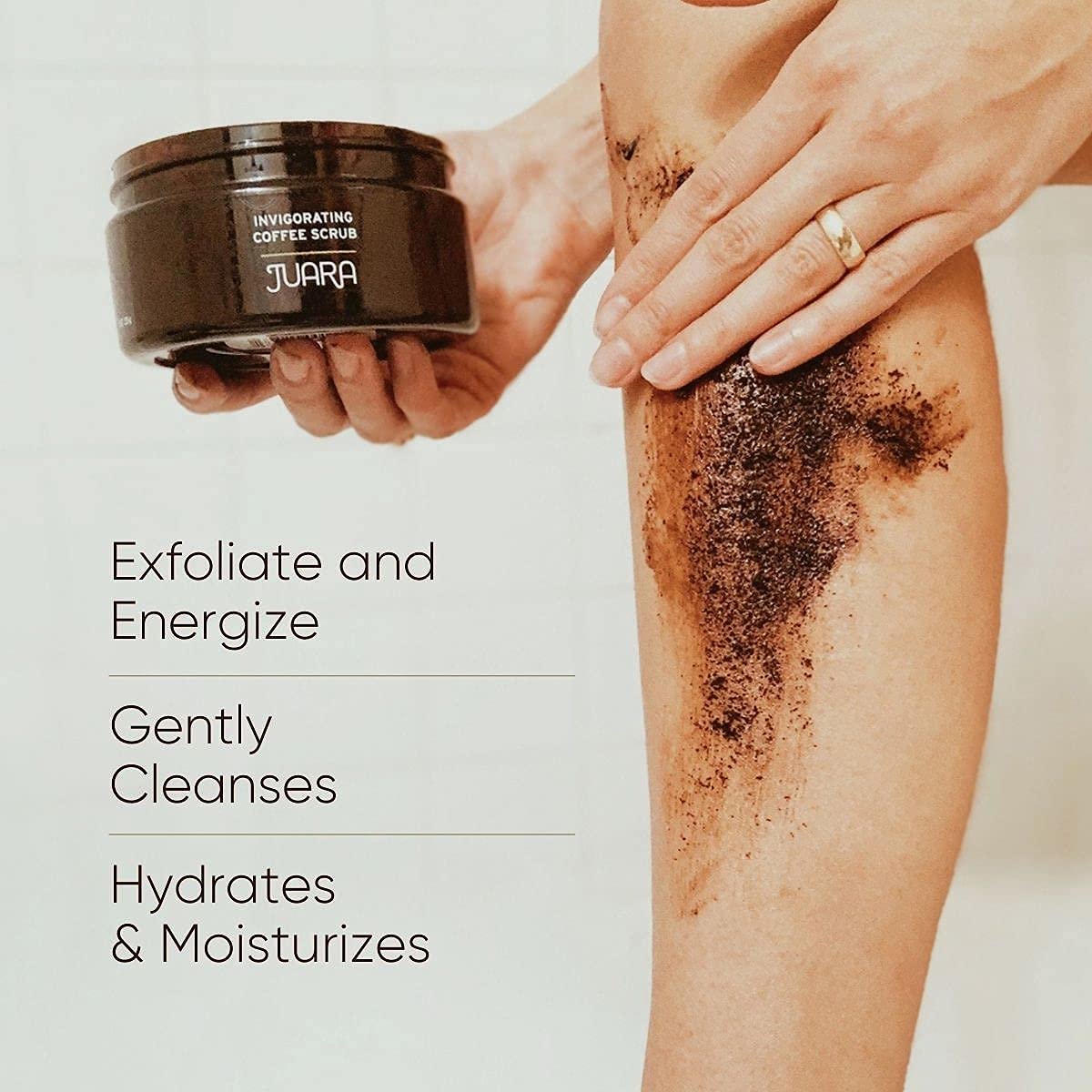 JUARA - Invigorating Coffee Scrub | Smooth Rough Skin | Body Exfoliator | Chocolate, Espresso Scent | Hydrating Polish | Rejuvenating Cleanse | Cruelty Free, Paraben, Sulfate Free, Vegetarian | 8 oz