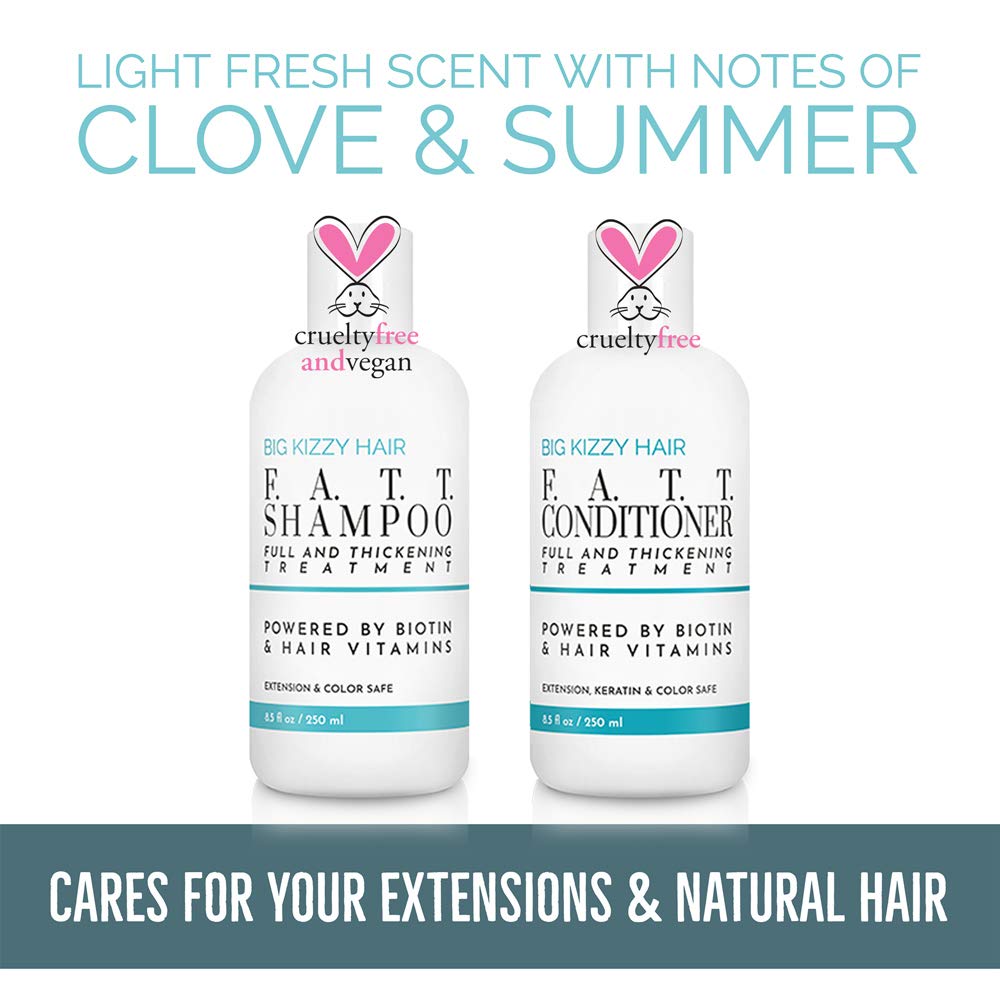 BIG KIZZY HAIR Volumizing Biotin Shampoo & Conditioner Set, 8.5oz - Color Keratin Treatment & Hair Extension Safe, Strengthen & Nourish Your Hair, Body Building.