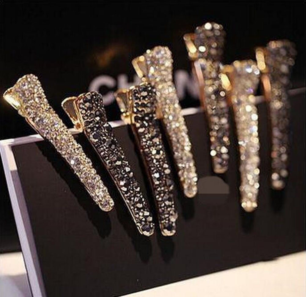 Suoirblss 4PCS Rhinestone Crystal Hair Clip Pearl Barrette Hair Accessories Duck Bill Alligator Hair Clips for Girls Women Lady
