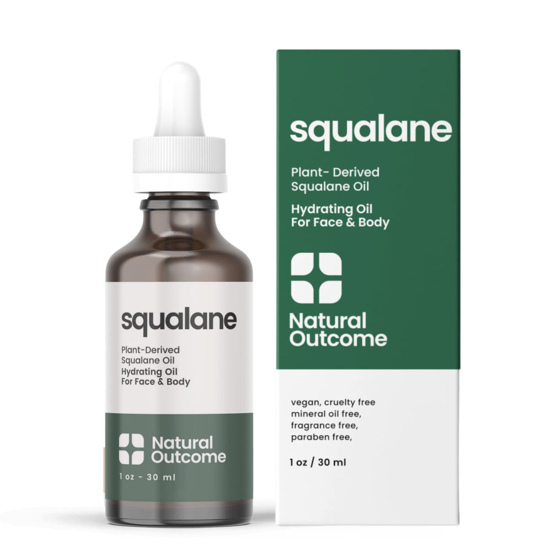 natural outcome Pure Squalane Oil l 100% Plant Derived Squalane Oil for Face, Body, Hair & Lips I Weightless Moisturizing Oil Firms Skin, Reduces Fine Lines & Enhances Skin Elasticity I 1 oz