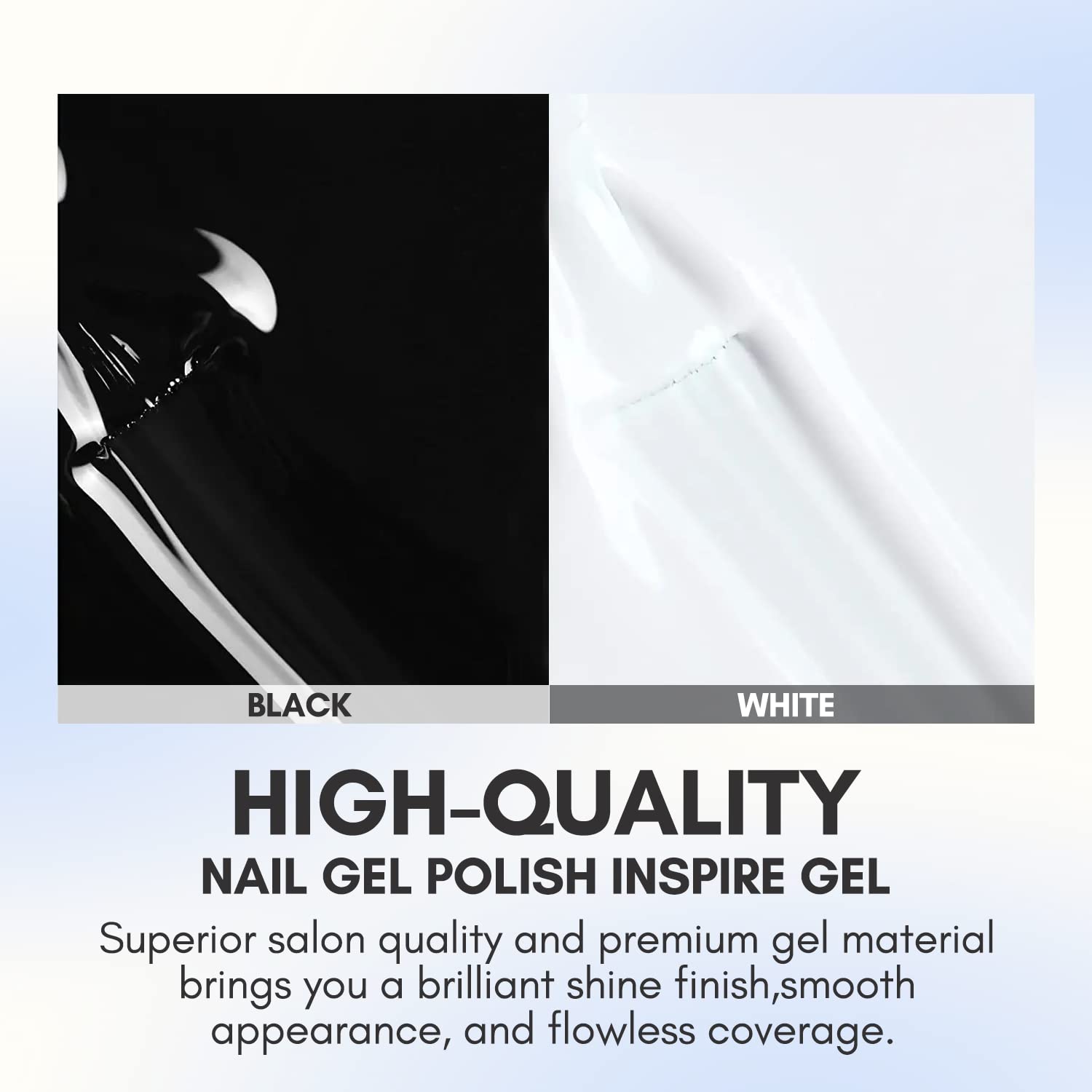 Makartt Black White Nail Gel Polish Kit, 2 Pcs Black White Colors Gel Polish Noir & Blanc Set Soak Off LED Nail Gel Polish Nail Art Manicure Salon DIY at Home