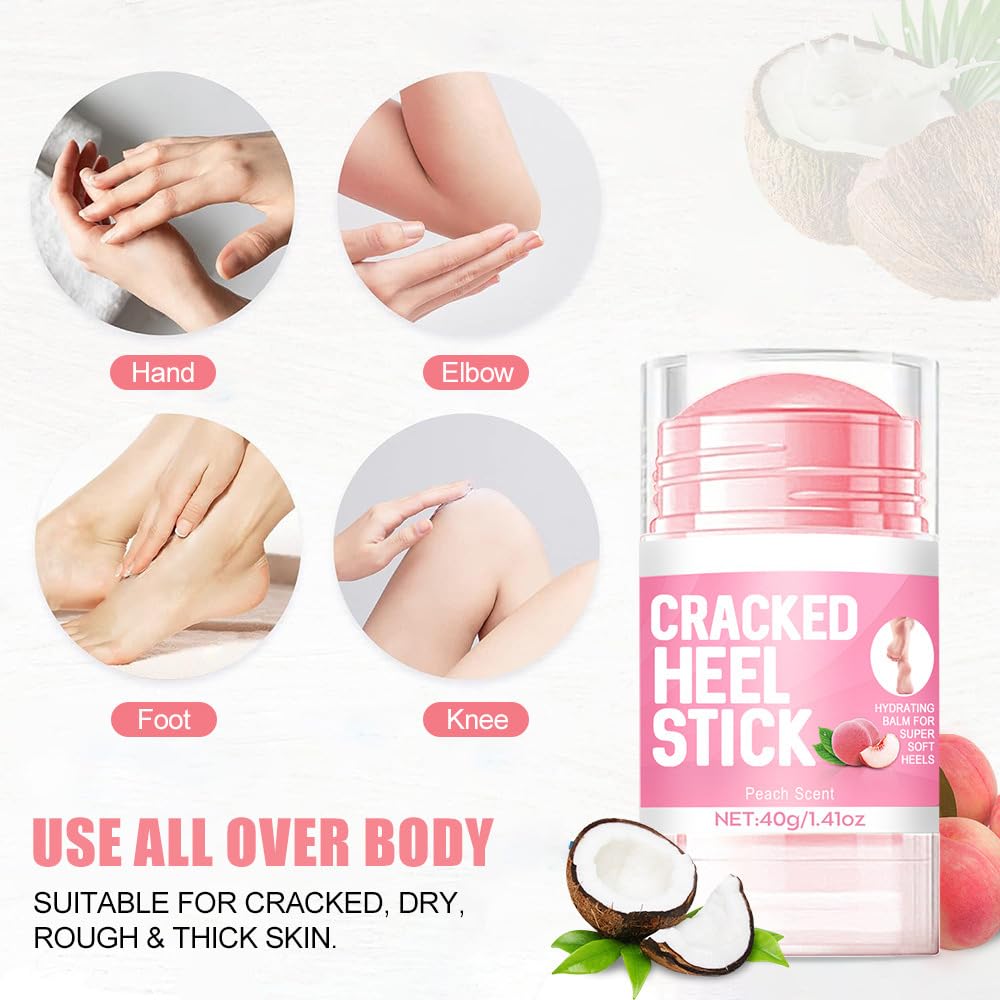60% Urea Cream plus 2% Salicylic Acid - 1.41 oz Urea Foot Hand Cream Stick for Repairing Restore Balm, Cracked Hands Elbows Feet Knees, Moisturizes and Hydrates the Dry & Dead Skin, Peach Scent