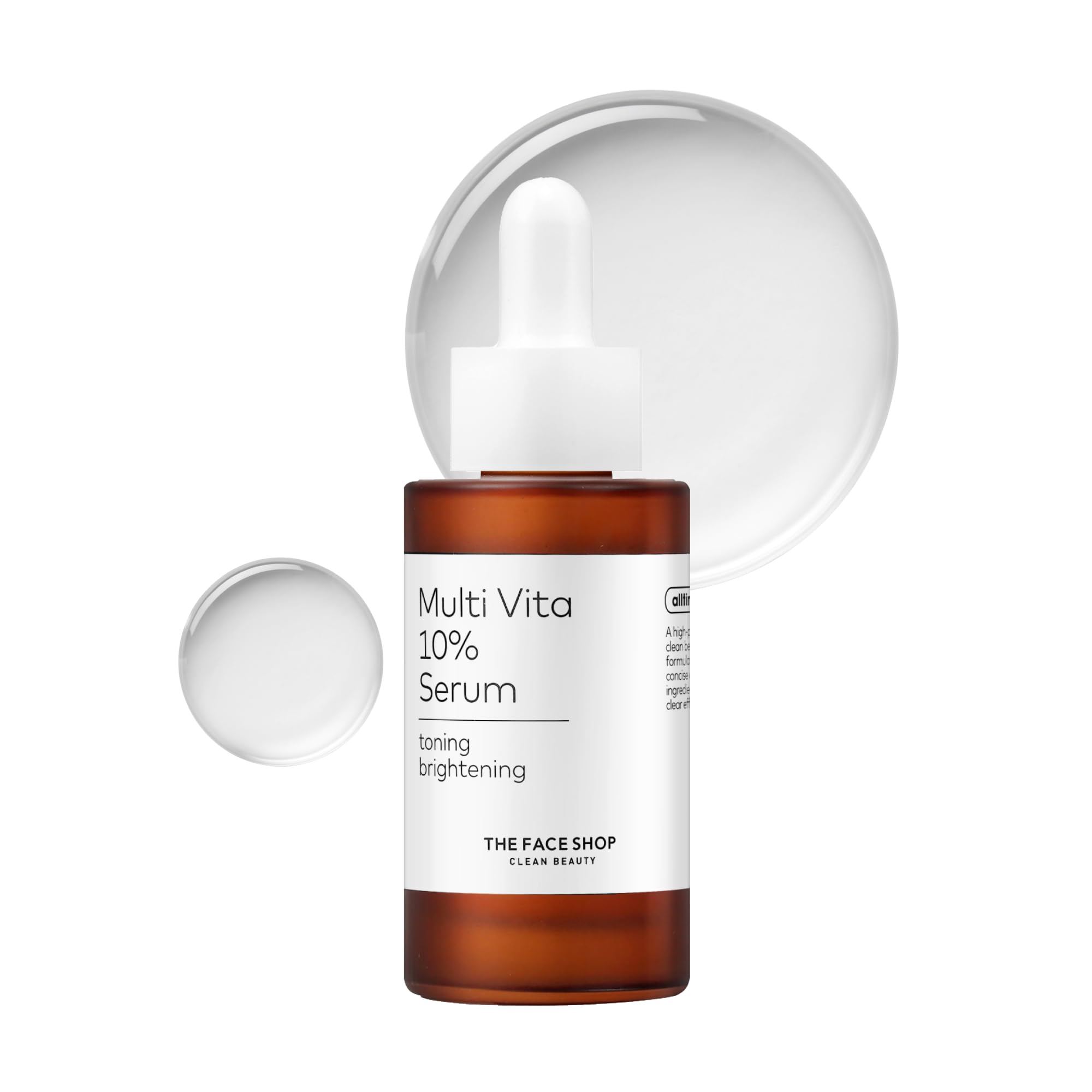 The Face Shop Alltimate Multivita 10% Serum, Vitamin C Face Serum, Brightening & Hydrating Vegan Facial Serum for Sensitive Skin, Dark Spot Correcting Glow Serum, Even Skin Tone, Korean Skin Care