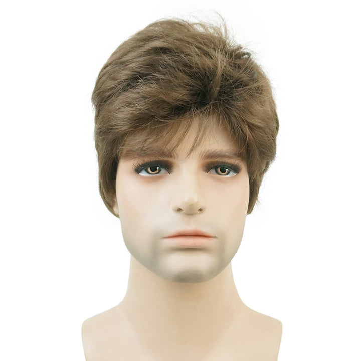 Lydell Men Wig Natural Short Straight Hair Synthetic Full Wigs (Medium ash brown)