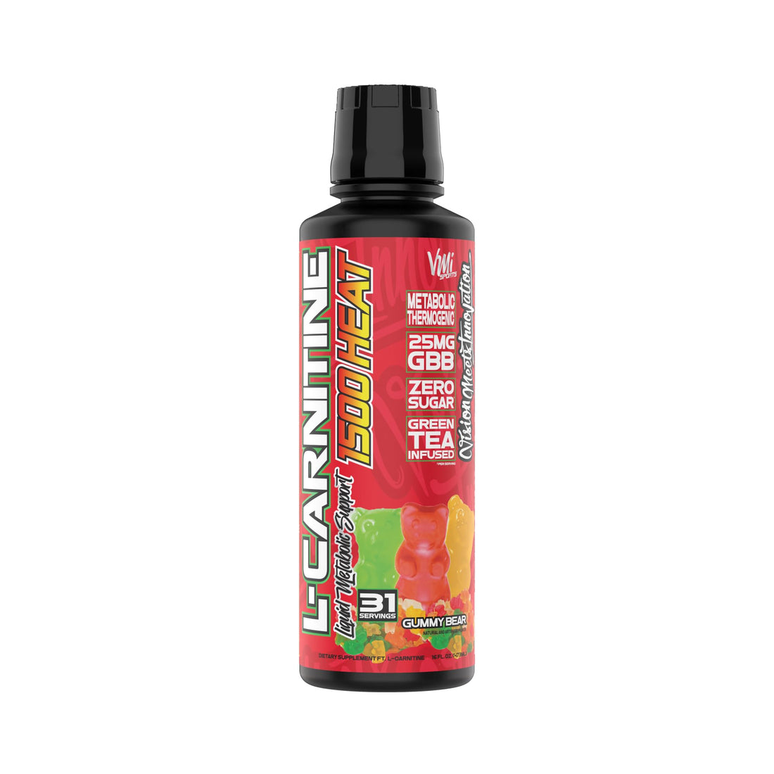 VMI Sports L-Carnitine 1500 Heat Stimulant Free Thermogenic Metabolic Support & Fat Loss for Men & Women | 1500mg L-Carnitine | Convenient Liquid (Gummy Bear)