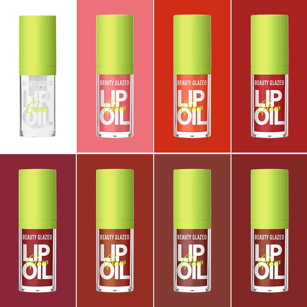 Beauty Glazed Big Brush Head Lip Oil, Ultra-Hydrating & Nourishing, Smooth Glossy Finish Lip Glow Oil, Shiny and Vegan Tinted Lip Gloss, Non-Sticky Formula (1, 102# KISSY)