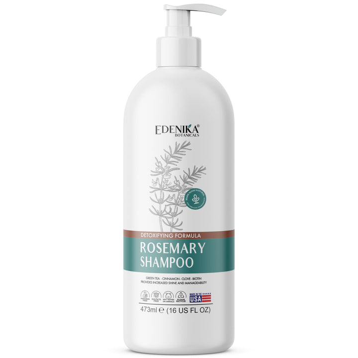 EDENIKA BOTANICALS Rosemary Shampoo with Biotin, Green Tea & Clove for Hair Strength & Anti-Hair Loss, Scalp Detox & Clarifying, Adds Volume & Shine – 16 fl oz