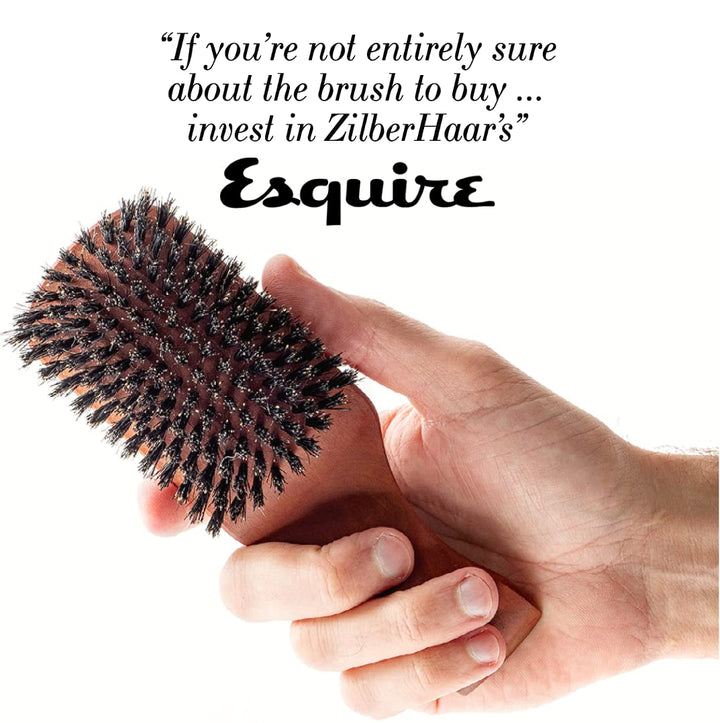 ZilberHaar Major - Hair & Beard Brush - Natural Boar Bristles and Pear Wood - All Beard and Hair Types - Best for Medium to Thick, Long Beards - A Must-Have Grooming Tool for Men who Like it Big