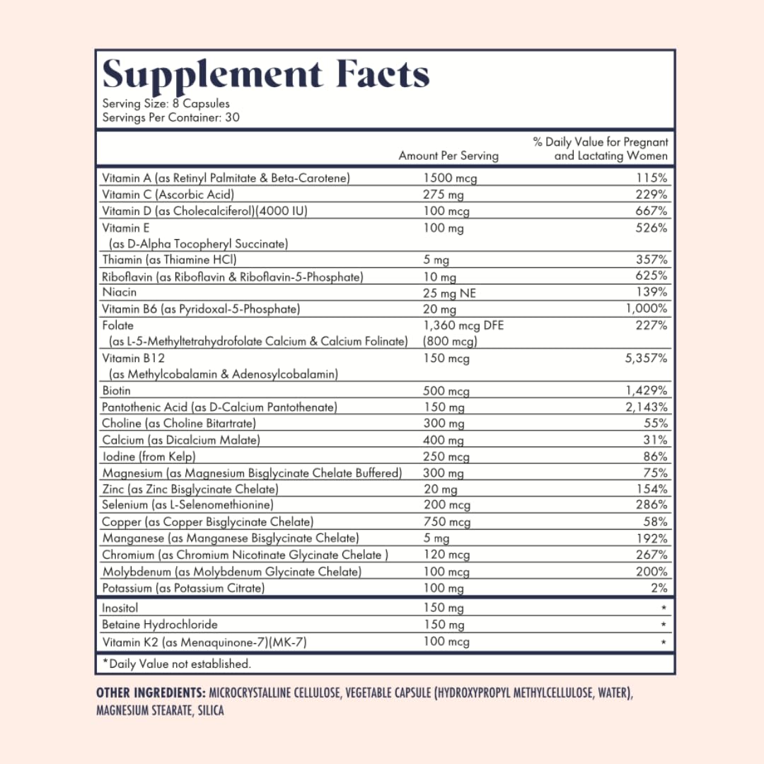 FullWell Prenatal Vitamins Lemon | choline, folate, vitamin D for fetal growth, brain development | 26 Vital Nutrients | Dietitian-formulated, OBGYN recommended, non-GMO, 3rd Party tested, 60 Servings