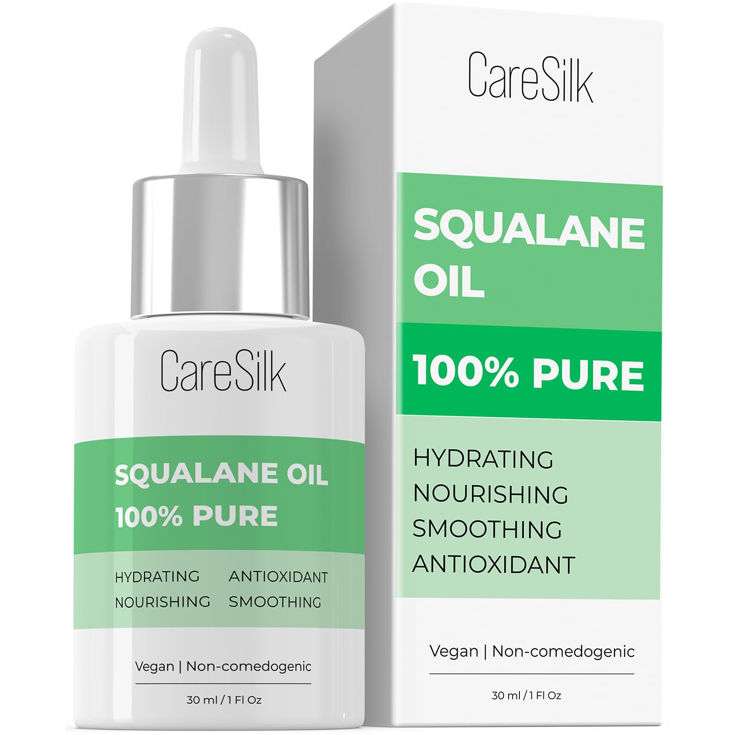 CARESILK Squalane Oil for Face - 100% Pure Organic Squalane Moisturizer - Plant Natural Facial Oil - Nourishment Hydrating Face Oil - Vegan - Non-comedogenic